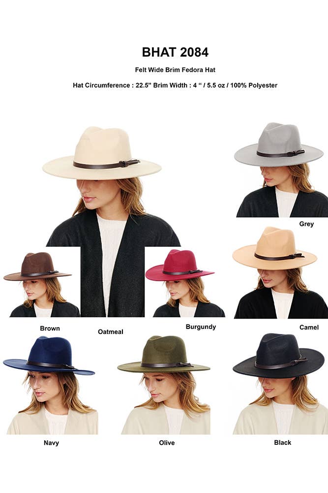 Felt Wide Brim Fedora Hat: