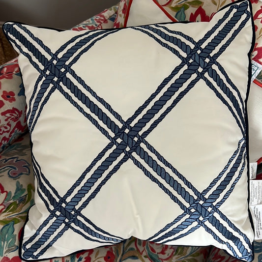 Blue lattice, indoor outdoor pillow ￼