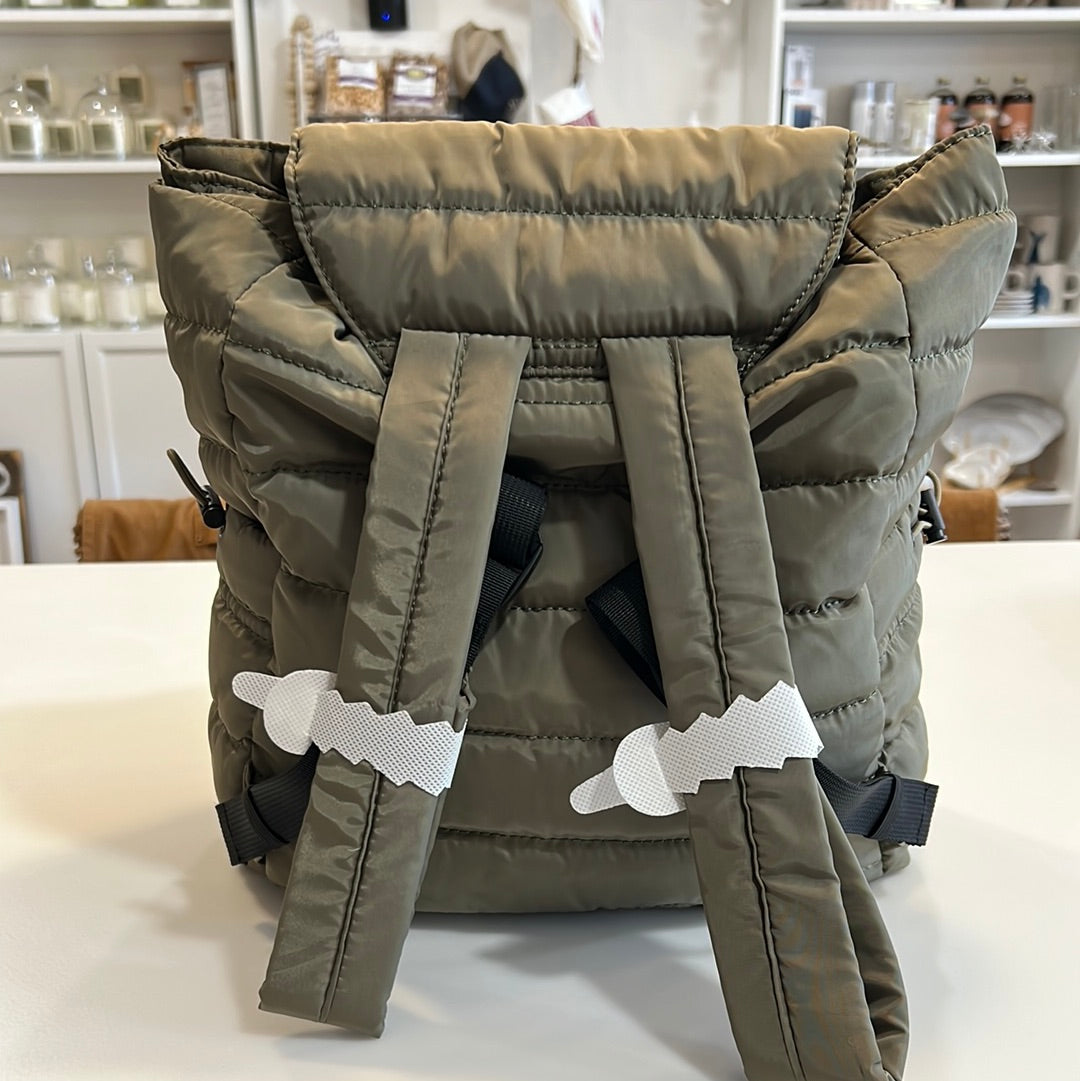 Olive puffy backpack