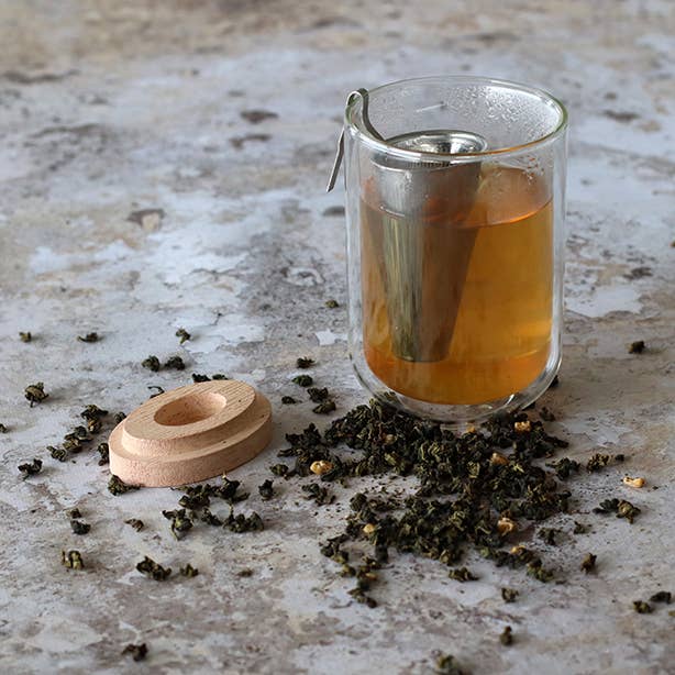 STAINLESS STEEL SVEN TEA INFUSER & WOODEN LID