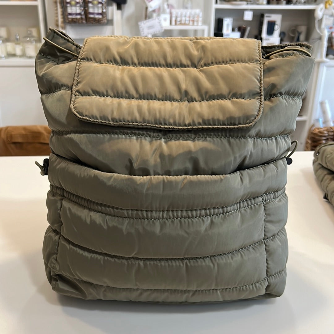 Olive puffy backpack