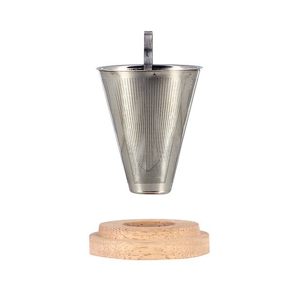 STAINLESS STEEL SVEN TEA INFUSER & WOODEN LID