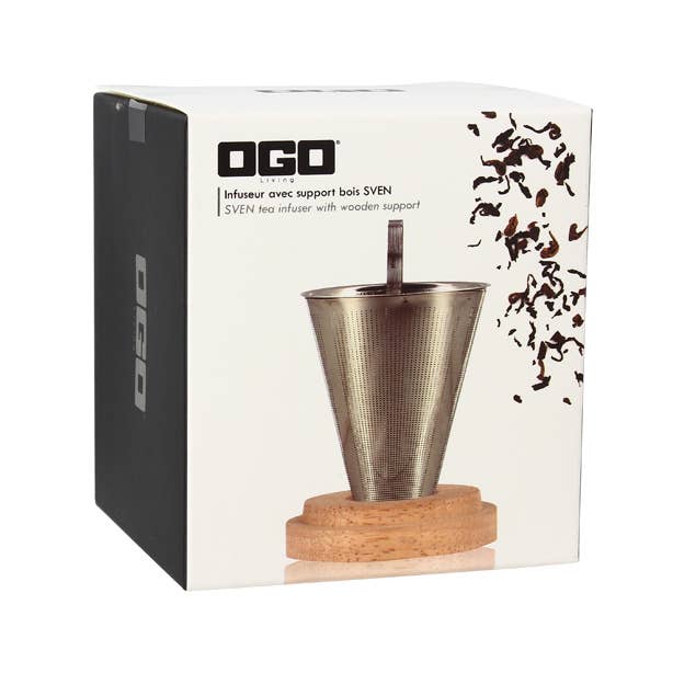 STAINLESS STEEL SVEN TEA INFUSER & WOODEN LID