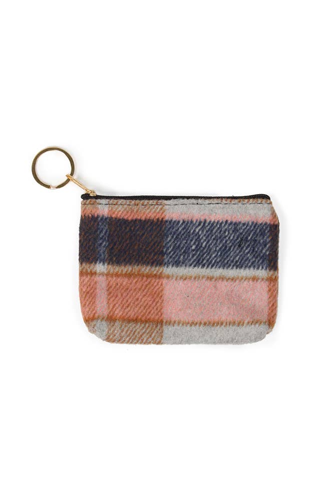 Plaid Print Coin Card Purse: Black