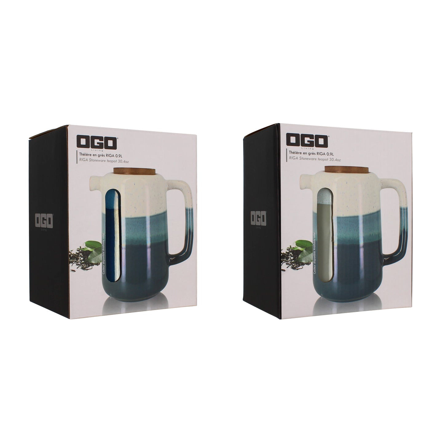 RIGA TEAPOT 1L IN STONEWARE ASSORTED COLORS BLUE AND GREEN