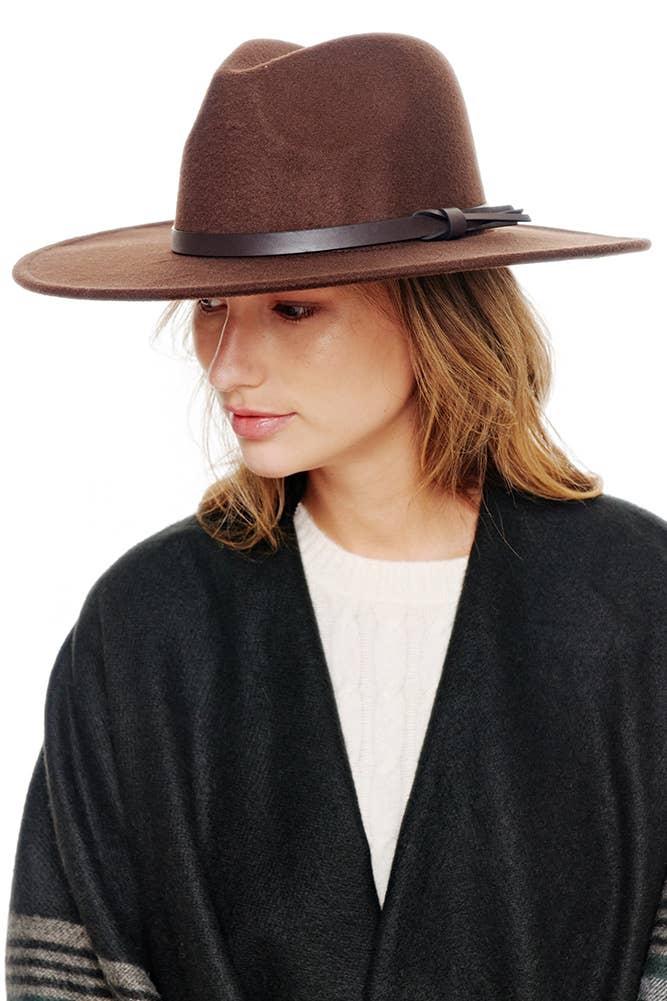 Felt Wide Brim Fedora Hat: