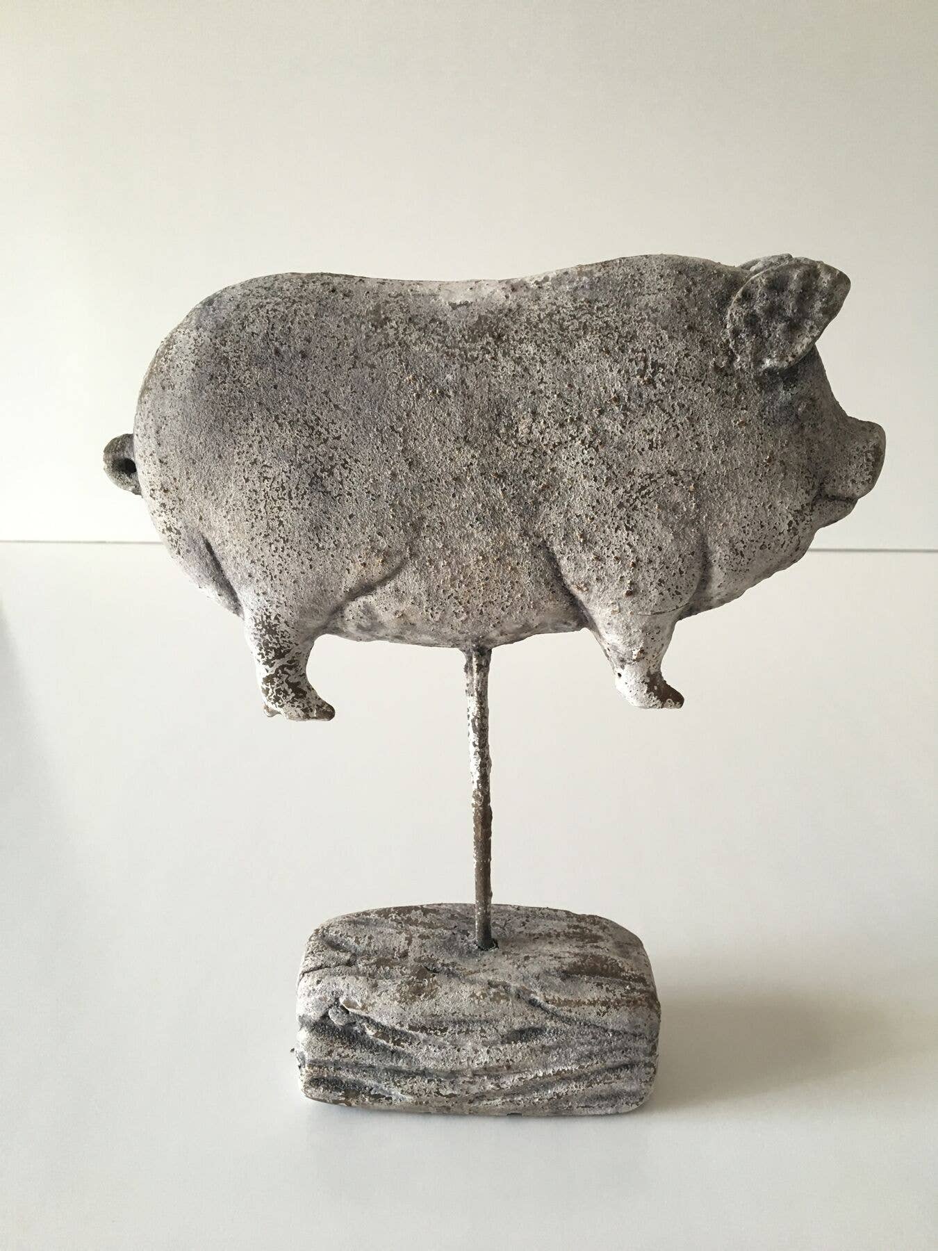 Pig Cement Figurine With Cement Base