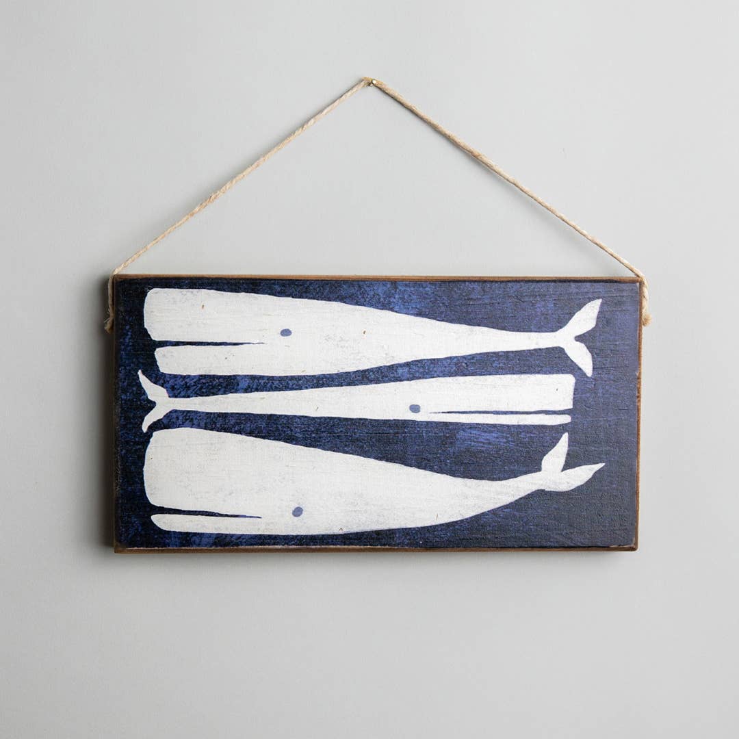 Three Whales Twine Hanging Sign.