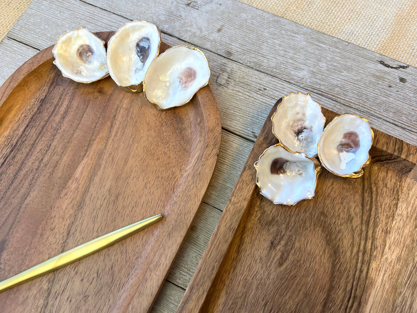 Wood cheese tray with oysters