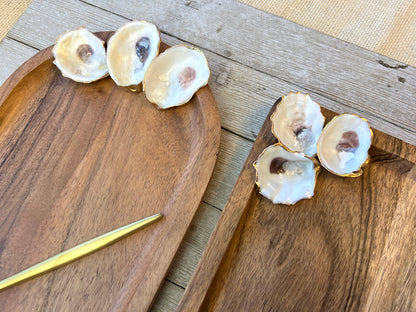 Wood cheese tray with oysters