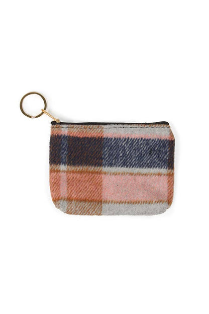 Plaid Print Coin Card Purse: Black