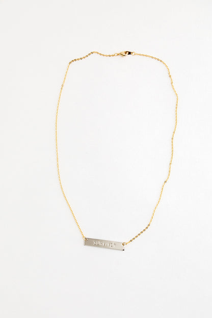 Survivor Bar Necklace: Gold Charm / Gold Chain