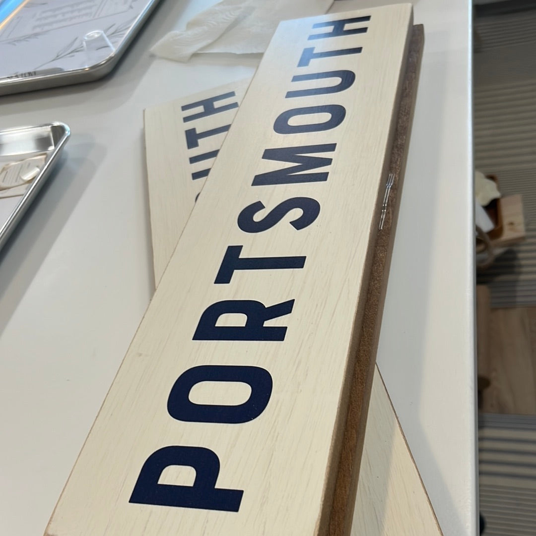 Portsmouth blue and white sign