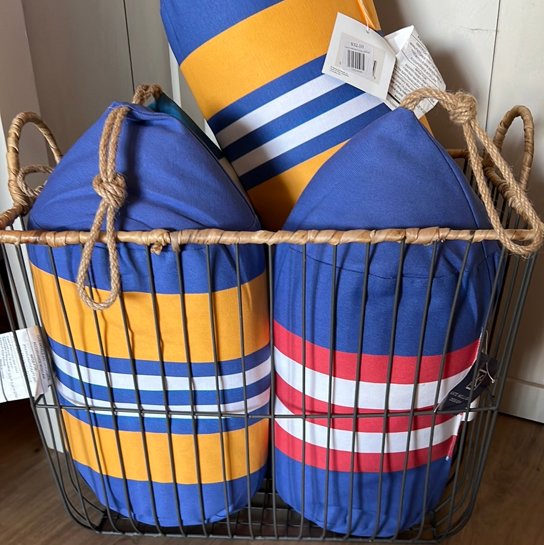 Navy, striped buoy pillow