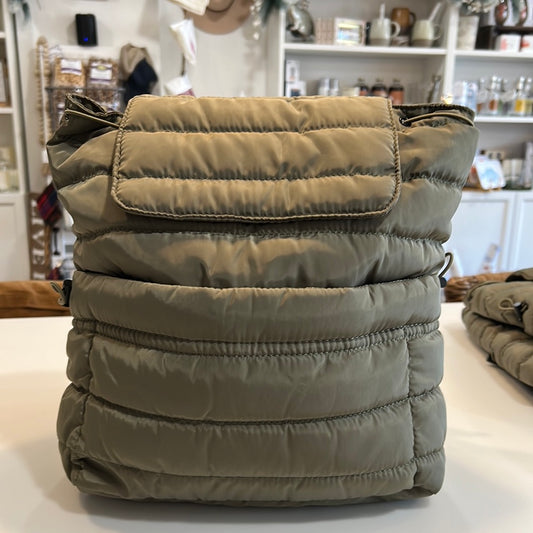 Olive puffy backpack