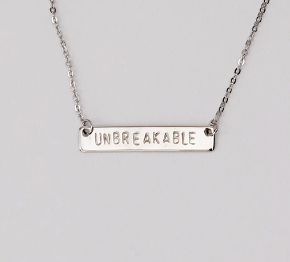 Unbreakable Bar Necklace: Silver Charm / Silver Chain