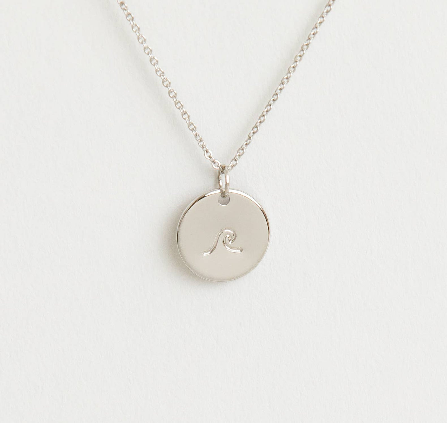 Wave Charm Necklace: Silver Charm / Silver Chain