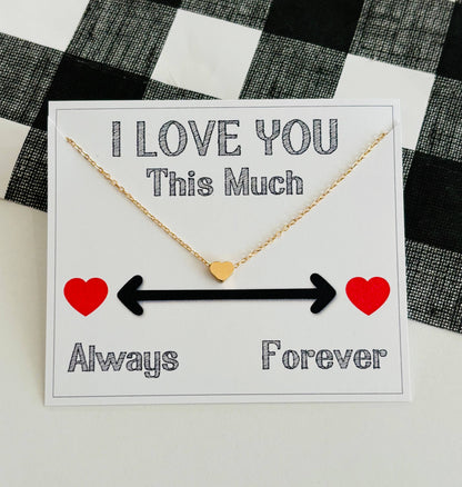 Valentine I Will Love Your Forever Heart Necklace & Card: Yellow Gold