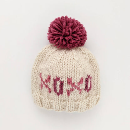XOXO Valentine's Day Hand Knit Beanie Hat: L (2-6 years)