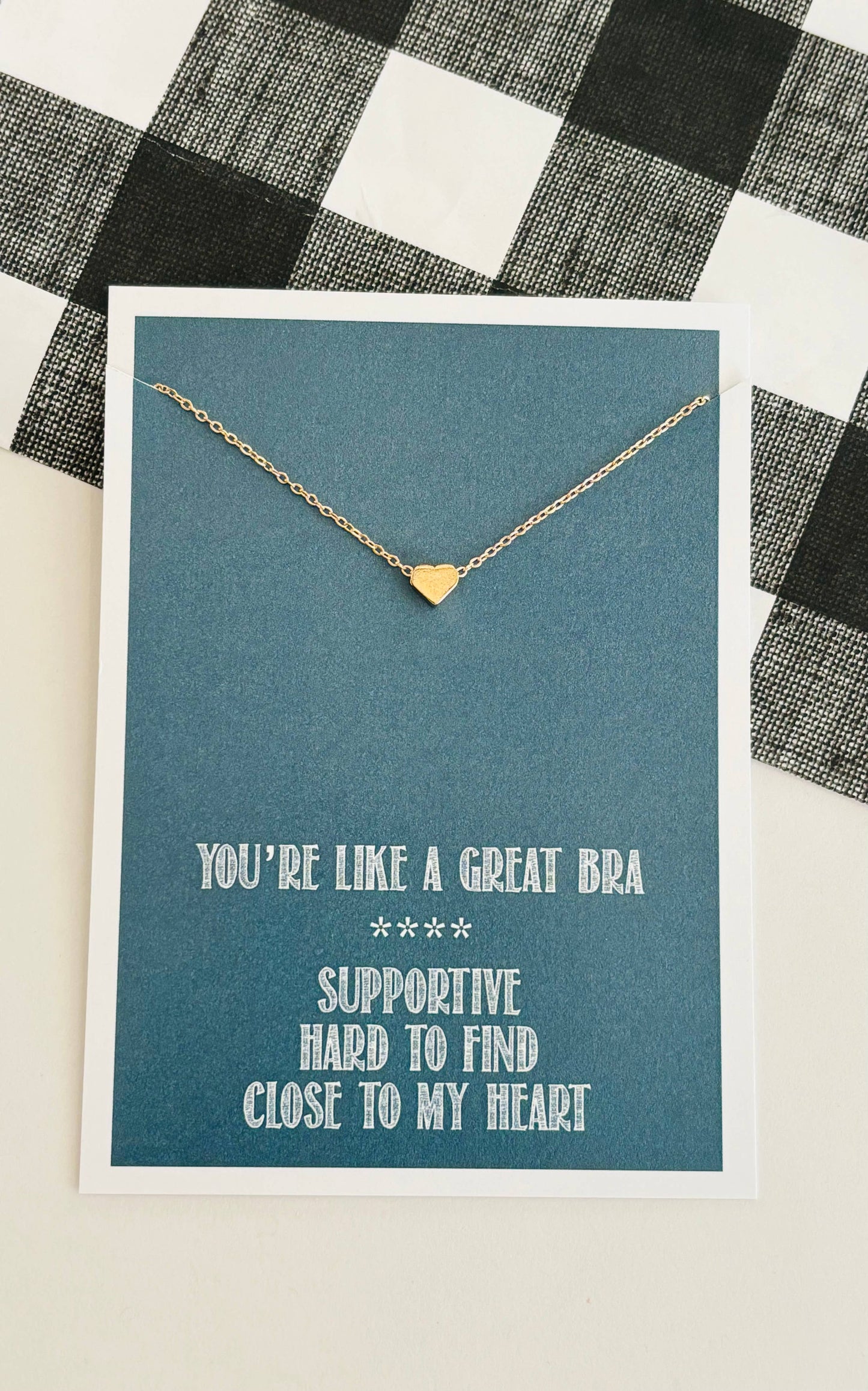Hilarious Best Friend Heart Necklace & Card: Yellow Gold